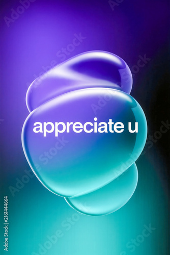 Abstract Gen Z thank you card appreciate u gradient blob design