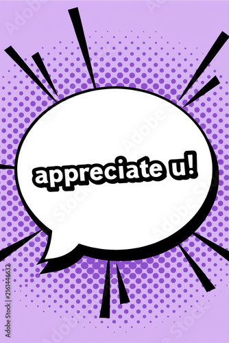 Gen Z thank you card appreciate u comic speech bubble