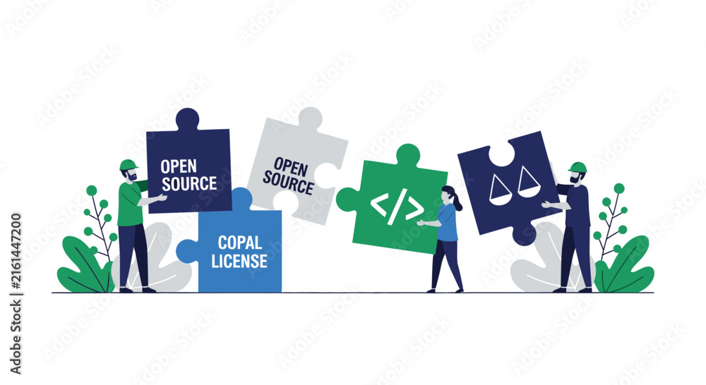 Obraz premium Open Source Software and Copal License Compliance Puzzle Illustration