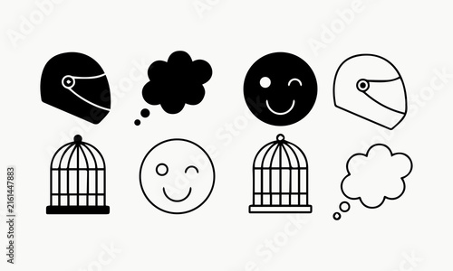 фотографія Black and white illustration of happy thoughts escaping cages