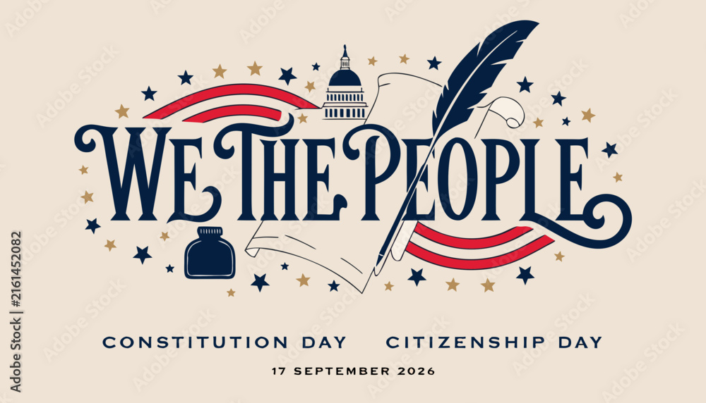 Obraz premium We the people calligraphy design for national constitution day celebration graphic