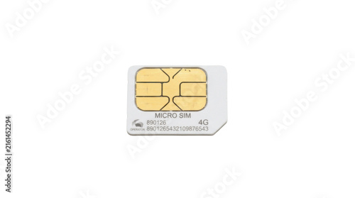 Plakat Gold Micro SIM Card Chip for Mobile Smartphone Angled View