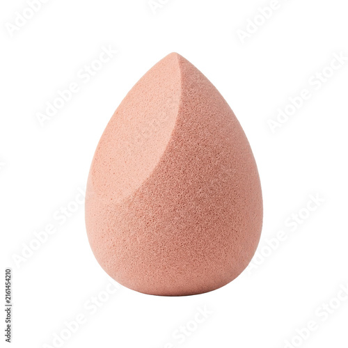Pink makeup sponge for foundation application, soft beauty blender tool, professional cosmetic applicator for face makeup isolated PNG with Transparent Background