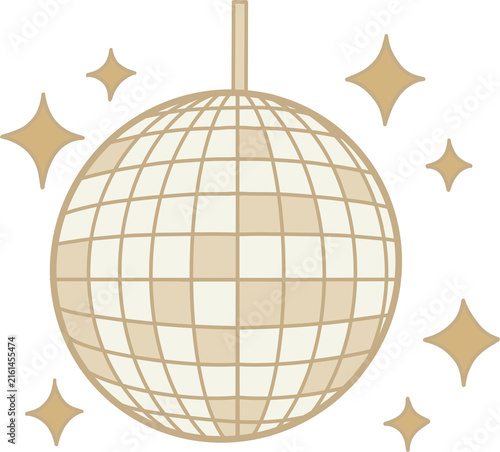 Sparkling disco ball with glowing stars, party and festival vector illustration