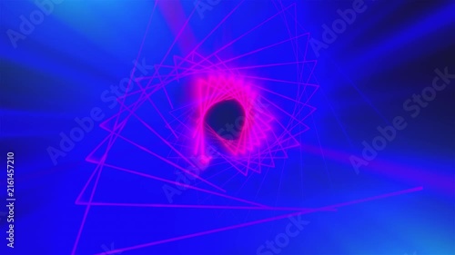 Triangles Neon Tunnel. Computer generated render