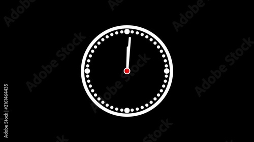 Minimal Analog Clock Icon Animation for Time, Schedule and Time Management on Black Background, 4K Motion Graphics.