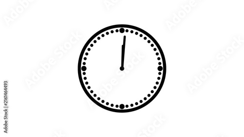 Analog clock icon with moving arrows in 12 hour loop. Stopwatch animation on White Background . 4k stock footage with alpha channel.