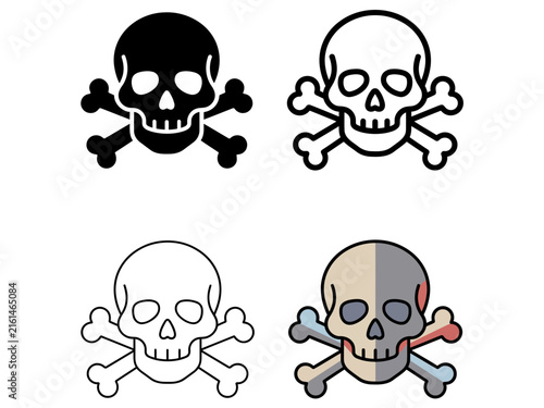фотографія Danger and warning skull and crossbones icon set, danger zone, lethal warning, hazardous materials, risk, emergency, and safety symbols