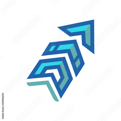 Upward blue chevron arrow icon graphic element