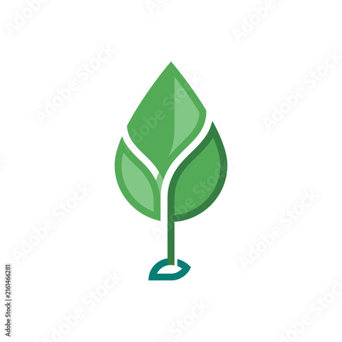 Vibrant green leaf eco logo icon.
