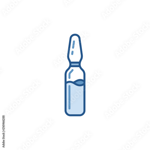 Vertical blue medical serum vial icon