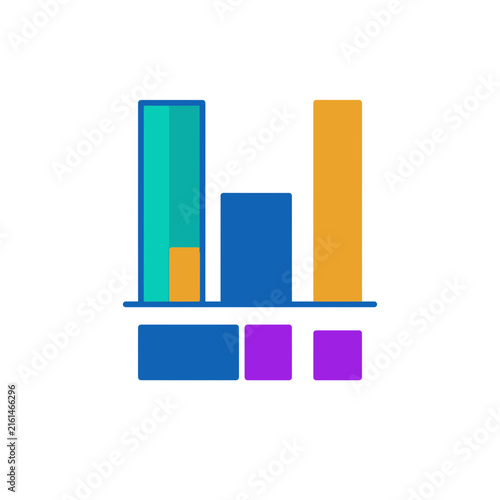 Vibrant colorful geometric bar graph icon.