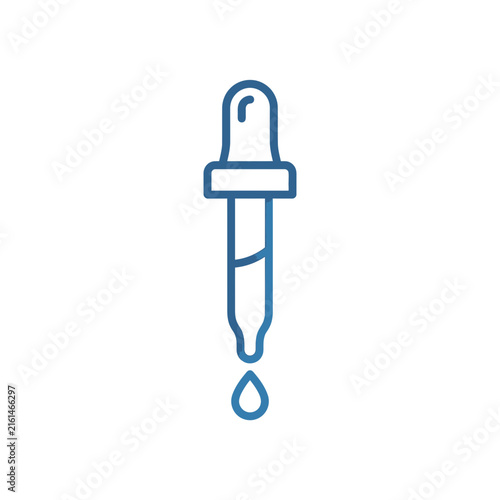 Vertical medical dropper icon with liquid drop below.