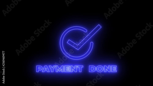 Check mark and Payment done text animation. payment successful animation.