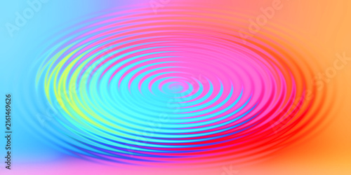 Fotografía Vibrant rainbow colored ripples expanding from center on soft gradient background