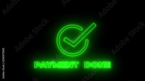 Check mark and Payment done text animation. payment successful animation.