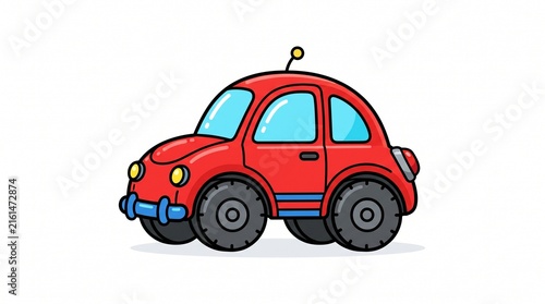 Red Toy Car Vector Illustration Isolated White Background