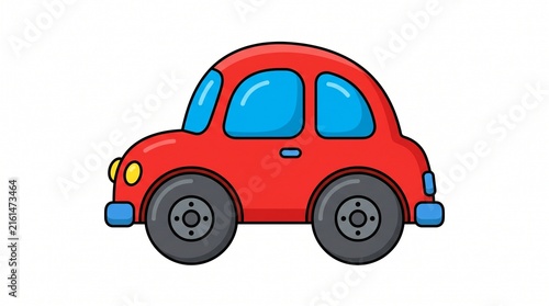 Red toy car vector illustration on white background