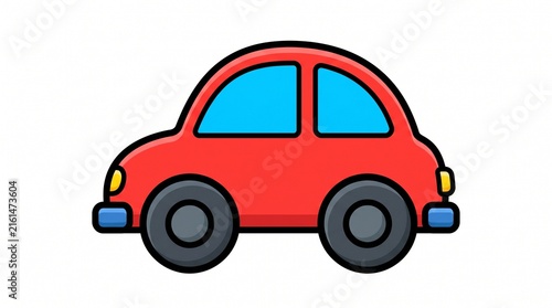 Cute red cartoon toy car vector illustration isolated on white background