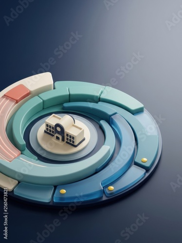 3D rendering of circular pathway around school building representing education safety