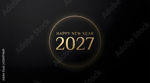 Elegant golden happy new year 2027 greeting with a dark luxurious background