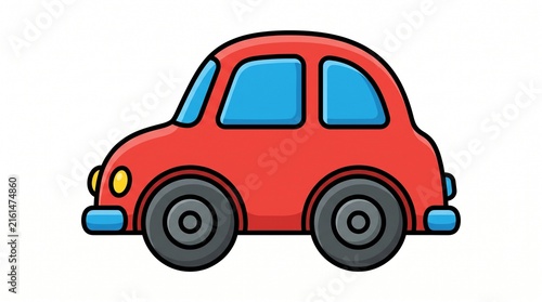 Red toy car cartoon vector illustration isolated on white background
