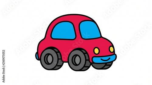 Cute Red Toy Car Cartoon Vector Illustration Isolated on White Background
