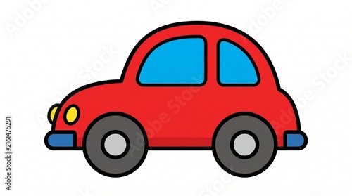 Red Cartoon Toy Car Vector Illustration Isolated on White Background