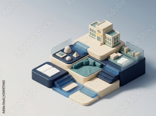 3D rendered educational facility design representing safe learning environments