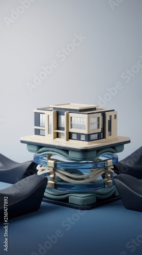 3D render of a secure educational building emphasizing safe learning environments