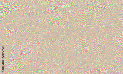 Abstract holographic liquid with iridescent wavy patterns and moire effect