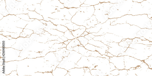 Cracked white marble with gold veins texture background with copy space for design and marketing