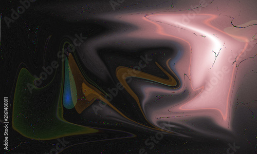 Abstract fluid with flowing liquid shapes in shades of pink, brown, and dark grey