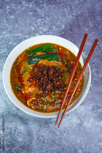 Tantanmen ramen spicy noodle soup with minced pork