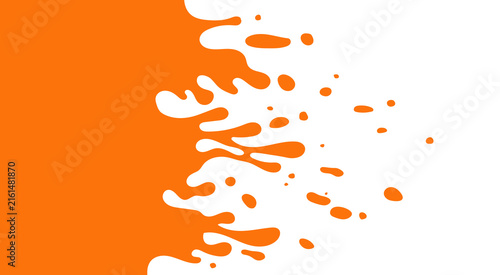 Bild auf Leinwand Vibrant orange liquid paint splatter and fluid drops on a transparent background