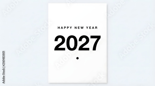 Minimalist new year 2027 greeting card with bold typography and clean design