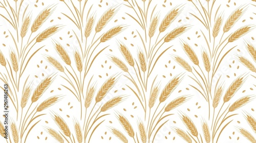 Sophisticated golden wheat design featuring intricate details perfect for fabric and background use