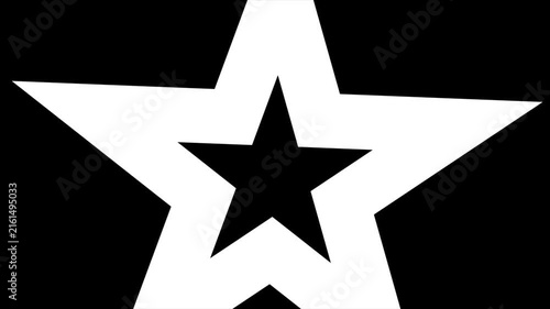 Simple star shape zoom transition, expanding to fill and returning to the beginning screen on black background