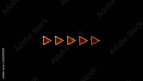 Direction arrow line neon bright symbol right indicator red color 4k illustration. Simple red pointer showing opposite direction. Black background 4k illustration.