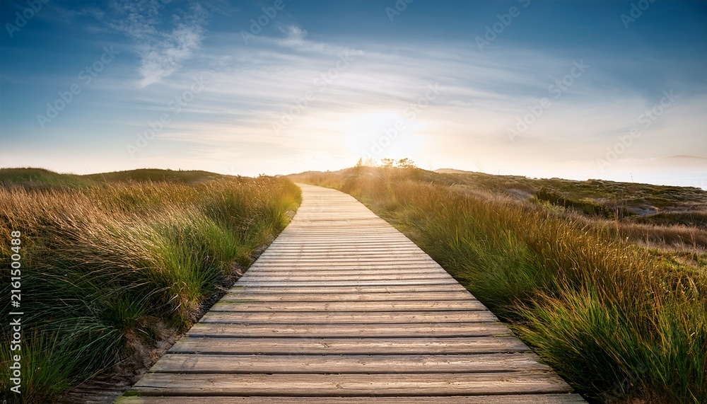 Fototapeta premium wooden plank pathway extending