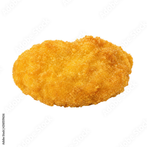 Fotografía Single golden brown fried chicken nugget with a crispy breaded texture, isolated