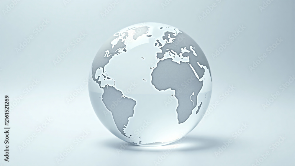 Fototapeta premium Crystal Globe With Earth Map For Marketing Text