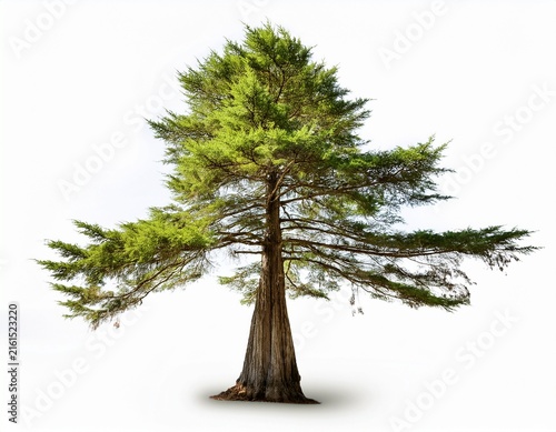 bald cypress tree separated on white background