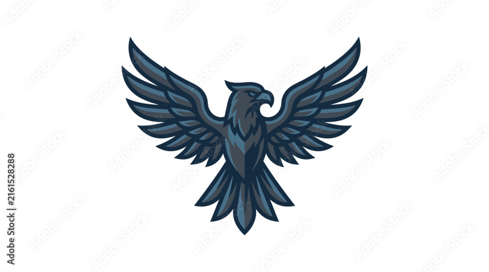Naklejka premium Stylized dark eagle emblem with spread wings.