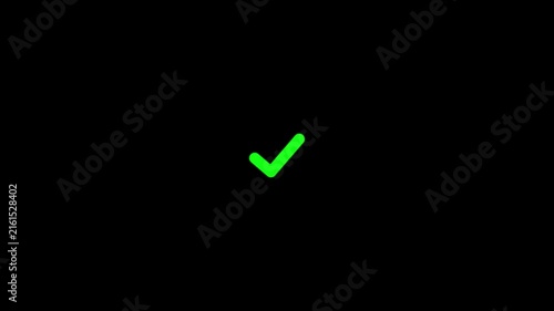 Animated green checkmark isolated on black background, for ui ux, tick animation motion, ui.