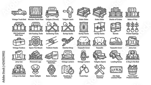 Vintage Farm and Truck Accessories Collection with Various Tools and Items