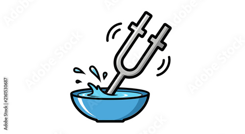Vibrating tuning fork causing ripples in water