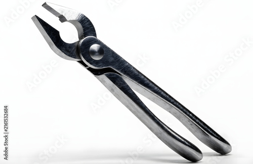 Steel nail puller pliers isolated on white background for construction and carpentry work.