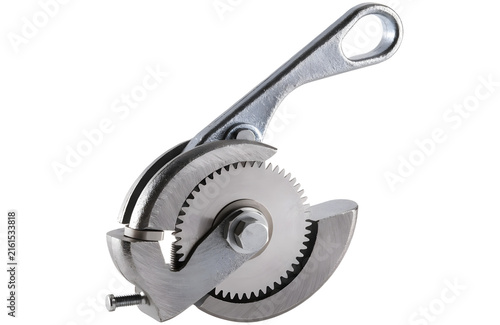Compact manual pipe cutter tool for plumbing and metalwork isolated on white background