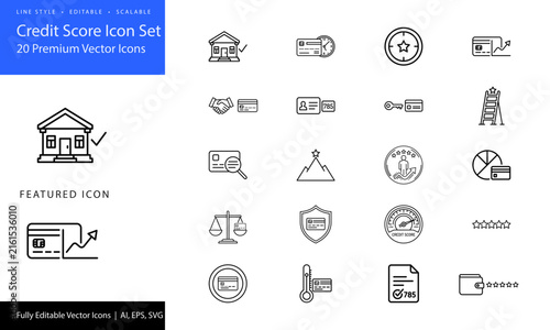 Credit score icons for financial and banking concepts